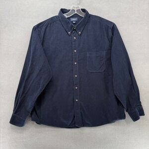 Sonoma Life Style Mens Navy Corduroy Button Down Shirt Long Sleeve XXL